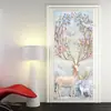 Pegatinas de Puerta Autoadhesivas Transfronterizas con Ciervo Estilo Chino, Pegatinas de Pared Removibles para Renovación de Casa de Alquiler, Venta al por Mayor por Fabricante, Dropshipping