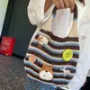 Hd845A05 Bolso de Mano Tejido Decorativo Estilo Bosque Rayado Retro Conejo Hongo Bolso Tote Suave y Esponjoso Venta al por Mayor Transfronteriza