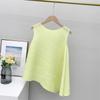 Camiseta Top Plissado Estilo Verão Decote Redondo Irregular Elástico Plus Size Emagrecedora Cor Sólida Sem Mangas Curta Casual Versátil