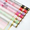 Xihuanon Papel de Presente Borda Flor Espacial Rosa Opp Impermeável Papel Liso Coreano Papel para Buquê de Presente Feito à Mão Loja de Flores de Papel