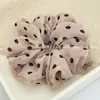 Estilo Coreano Tecido Chiffon de Bolinhas Elástico de Cabelo Intestino Grosso Corda de Cabelo Rabo de Cavalo Temperamento Retrô Flor de Cabelo Corda para Coque Versátil