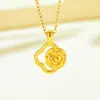 Collar de Cadena para Clavícula de Oro Duro 3D Colgante de Trébol de Cuatro Hojas al por Mayor Collar de Oro Puro Oro Puro 999 Regalo para la Industria de la Belleza Artículo Popular