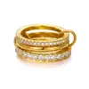 Anillos de Acero Inoxidable Apilables de Múltiples Niveles Estilo Europeo y Americano, Anillos Lisos Entrelazados de Cobre y Zirconia para Mujer, Anillos de Pareja
