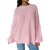 Suéter de punto trenzado con cuello redondo, patrón de rombos, liso, holgado, color liso, para mujer, nuevo estilo otoño e invierno, comercio exterior transfronterizo, para ir al trabajo