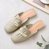 Pantufas femininas Baotou Pearl Half, lançamento primavera e outono 2025, moda casual, estilo coreano, sapatos preguiçosos para celebridades da internet
