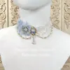 Colar Lolita Original, Corrente de Pérolas com Pedra Flor de Rosa, Lindo Acessório de Pescoço Corrente Clavicular, Acessório de Noiva Lolita