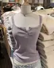 Camisola Botonada de Encaje Alternativo Estilo Bm para Mujer, Ropa Exterior de Verano, Ropa Interior Bm Camiseta sin Mangas de Algodón Acanalado sin Copas