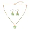Amazon Transfronterizo Moda Nueva Dulce Juego de Pendientes y Collar de Mariposa de Acrílico 9 Colores Joyería Dopamina para Mujer