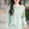 Nuevo cárdigan de punto de terciopelo Andy con capucha y doble cremallera para otoño e invierno, suelto, chaqueta de color liso estilo coreano, top adelgazante para mujer