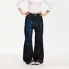 Jeans Rectos Holgados de Mezclilla Cruda Azul Bordado Yaxi Ligero Estilo Nuevo Estampado de Letras Retro Pantalones de Pareja
