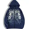 Chaqueta Casual con Capucha para Hombre Estampado de Calaveras Estilo Cremallera Tela de Poliéster Lavable a Máquina para Otoño
