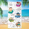 Toalha de banho de secagem rápida infantil de grandes dimensões Giz de cera Pequena nova toalha de praia Microfibra Velo de dupla face Toalha de praia com impressão digital