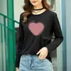 Camiseta Feminina Manga Longa de Algodão Puro Tendência Nicho 2025 Nova Popular Início do Outono Solta Tamanho Grande Camisa Base Top