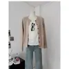 Cardigã de Malha Bordado com Gola Redonda para Mulheres 2025 Primavera & Outono Novo Retrô Torcido Slim Tricô Top Jaqueta Tricô