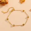 El más fácil para el Partido Pulsera de Acero Inoxidable Chapado en Oro de 18 Quilates con Flor para Mujer, Estilo Sencillo, Elegante Flor Pequeña Incrustada con Diamante de Color Pulsera