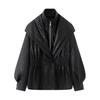 Para Aliexpress Popular Exportación Transfronteriza Ropa Europea y Americana Cuero Sintético Diseño de Cuello de Doble Capa Chaqueta de Dos Piezas Falsa Chaqueta de Cuero