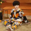 Pijama de una pieza para niños, Otoño e Invierno, Franela Engrosada Anti-Patada Cálido Coral Fleece, para Niños Medianos y Grandes, Ropa de Casa para Niñas