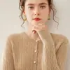 Cardigan de Cashmere com Gola Redonda Novo para Outono e Inverno Feminino Cashmere de Cabra Tricô Trançado Retrô Tricô Solto Casaco Suéter