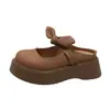 Mules de Plataforma de Suela Gruesa con Punta Cerrada para Mujer, Nuevo Estilo Primavera/Verano 2026, Diseño de Lazo, Adecuados para Combinar con Vestidos, Sandalias Retro que Aumentan la Altura