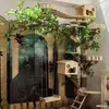 Árvore para gatos integrada com cama para gatos brinquedos para gatos provocar gato aliviar o tédio autoentretenimento resistente ao desgaste sem fiapos arranhador de gato de madeira maciça placa de arranhar para gatos