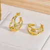 Brincos Europeus e Americanos de Aço Inoxidável com Design Único, Tarraxas Assimétricas Douradas Vintage, Estilo Fashion de Coração para o Dia a Dia