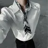 Camisa blanca de manga larga bordada con flor eterna para hombre, camisa interior de traje corte slim, chaqueta, camisa de flor eterna