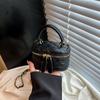 Bolsa de Mão Matelassada Estilo Tweed Feminina 2025 Nova Mini Bolsa Box Francesa Transversal de Corrente de Ombro Pequena Bolsa Quadrada
