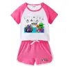 Traje novo de verão 2023 para crianças, meninos e meninas, bebê, hot pants, camiseta de manga curta, shorts, conjunto casual esportivo infantil de duas peças