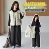 Conjunto de Chaleco Acolchado Súper Lindo para Niñas Otoño/Invierno 2026 Nuevo Estilo Sudadera para Niñas Medianas y Grandes Pantalones de Pierna Ancha Conjunto de Tres Piezas