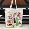 Bolsa de Lona Blanca al por Mayor Pequeña Empaque de Dibujos Animados Bolso de Mano de Lona para Compras Estudiantil Pintura Se Puede Imprimir Logo