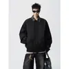 Jaqueta bomber xadrez patchwork estilo americano para homens, marca da moda, primavera e outono, casual solta, estilosa, falso duas peças, cardigã com gola de lapela