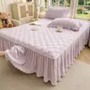 Faldón de Cama Acolchado de Algodón Lavado Clase A Cubre Cama Estilo Princesa Protector de Colchón Antideslizante Ropa de Cama de Alta Calidad Cubre Cama Cubierta Nuevo 1