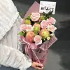 Temporada de Regreso a Clases Día del Maestro Regalo Empaque de Flores y Frutas Cubo de Ramo de Helado Durazno Ciruela Floristería Paquete de Materiales DIY