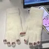 Nuevos guantes de invierno y otoño con cabeza de castor rizado, guantes de kt cat, guantes de muñeca de dibujos animados cálidos de felpa lindos