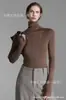 Camiseta Básica de Cuello Alto Corto de Lana Merino Sin Costuras de Color Puro Rayas Cruzadas de Una Pieza de Color Puro Tejido Interior Versátil