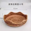 Cesta de frutas, cesta de armazenamento trançada de rattan vietnamita, bandeja de doces, prato de frutas redondo para a sala de estar, fruteira grande para uso doméstico, cesta para pães cozidos no vapor, prato de frutas secas