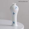 Shu men jarrón decorativo de cerámica blanca retro chino pintado a mano Zen decoración de escritorio para sala de estar en casa pequeño recipiente para flores