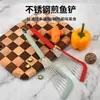 Venta al por mayor de fábrica pala para freír pescado de silicona y acero inoxidable pala para freír bistec pala para sartén antiadherente pala para saltear para el hogar herramientas de cocina
