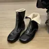 Botas Martin Forradas de Lã Convertíveis de Uso Duplo para Mulheres com Zíper Frontal, Botas Curtas Versáteis de Solado Plano Quentes Slim-Fit