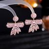 Aretes Europeos y Americanos para Mujer Industria Pesada Micro-incrustado Zircón Rosa Atmosférico Cena Vintage Plata 925 Aretes de Lazo Estéreo