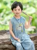 Traje Tang de Verano Estilo Nacional 2025 Nuevo Conjunto de Dos Piezas Retro con Chaleco y Pantalones Antimosquitos para el Disfraz del Día del Niño del Jardín de Infantes el 1 de Junio
