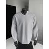 2025 Nova Camiseta Básica Masculina de Outono Texturizada Retrô com Decote V Solta Tamanho Grande Manga Longa para Comércio Exterior