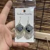 Pendientes de Pieza Bordada Vintage Bordados a Mano de Estilo Étnico de Moda, Colgantes de Oreja Pequeños Cortos con Borlas, Joyería de Plata Miao de Yunnan para Mujeres