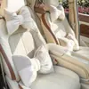 Acessórios para Carro Novos 2026: Apoio de Cabeça e Almofada Estilo Chanel em Formato de Borboleta, Apoio de Cabeça Confortável Bege com Suporte Lombar