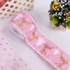 Cinta de lino sintético en stock para decoraciones navideñas, cinta navideña impresa a medida con purpurina, transfronterizo a medida