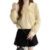 Ropa de mujer talla grande 2026 otoño nueva moda simple elegante con cordones versátil fina blusa de manga larga