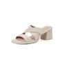 Sandalias Retro de Tacón Grueso para Mujer, Novedad Verano 2026 Francesas de Punta Cuadrada Nicho Casual Abiertas Slip-Ons