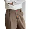 Calça de terno retrô americana transfronteiriça com design de perna reta ampla e fluida, calça casual para homens e mulheres, marca moderna cleanfit com toque de alta qualidade