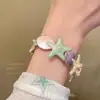 Estilo Vacaciones en Isla~Pulsera de Concha Azul y Estrella de Mar para Mujer, Pulsera de Concha y Pez con Cuentas de Playa para Foto de Viaje