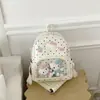 Nova Mochila Transparente com Bolso de Bolinhas e Gatinho Estilo Coreano para Alunos do Ensino Médio e Estilo Pai e Filho, Mochilas Femininas Atacado